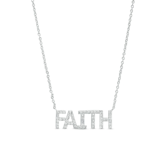 0.085 CT. T.W. Diamond "FAITH" Script Necklace in Sterling Silver – 17.76"