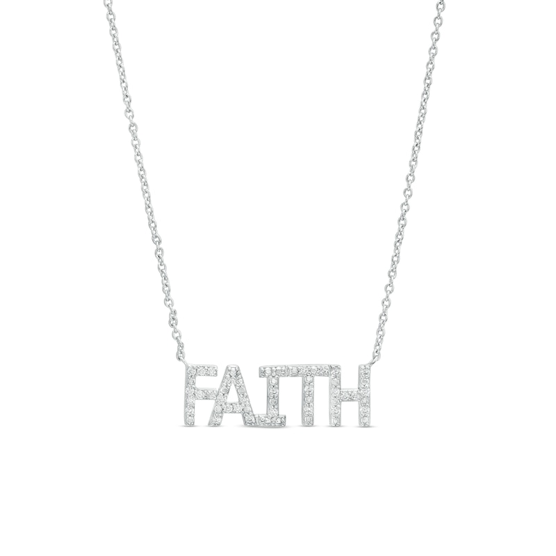 0.085 CT. T.W. Diamond "FAITH" Script Necklace in Sterling Silver – 17.76"|Peoples Jewellers