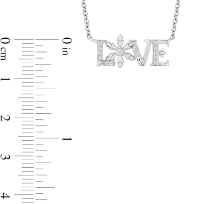 Enchanted Disney Elsa 0.085 CT. T.W. Diamond "LOVE" Snowflake Necklace in Sterling Silver