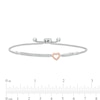 Thumbnail Image 3 of 0.04 CT. T.W. Diamond Open Heart Bolo Bracelet in Sterling Silver and 10K Rose Gold – 9.5&quot;