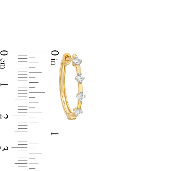 0.40 CT. T.W. Diamond Four Stone Hoop Earrings in 10K Gold