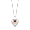 Thumbnail Image 0 of Enchanted Disney Snow White Garnet and 0.085 CT. T.W. Diamond Filigree Heart Pendant in Sterling Silver and 10K Gold