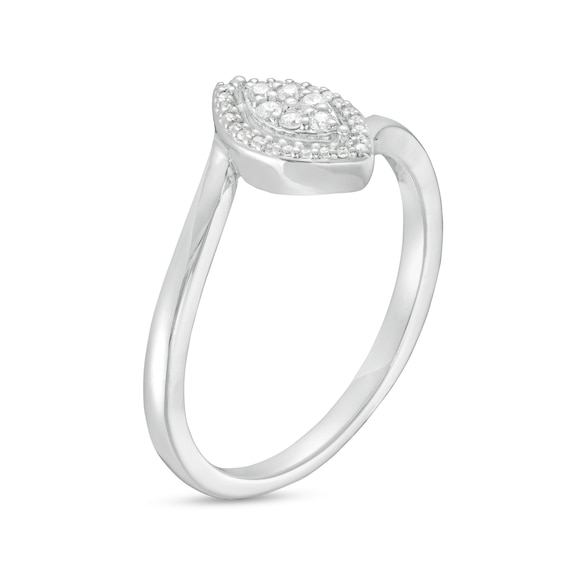 0.10 CT. T.W. Marquise-Shaped Multi-Diamond Open Frame Bypass Promise Ring in 10K White Gold