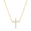 0.10 CT. T.W. Diamond Cross Necklace in 10K Gold