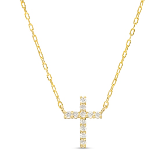 0.10 CT. T.W. Diamond Cross Necklace in 10K Gold