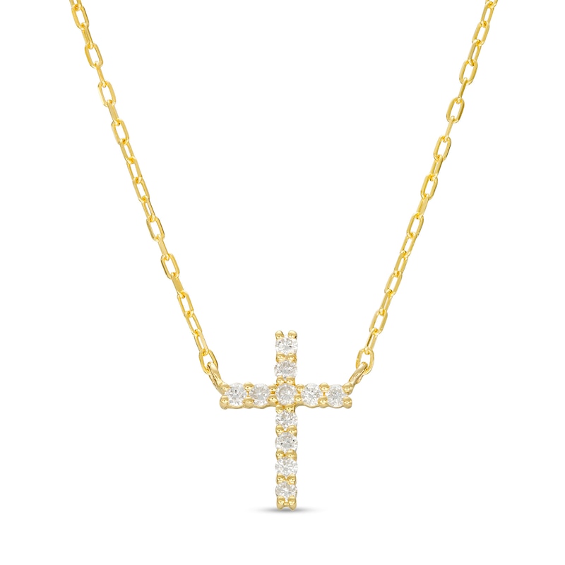 0.10 CT. T.W. Diamond Cross Necklace in 10K Gold | Peoples Jewellers