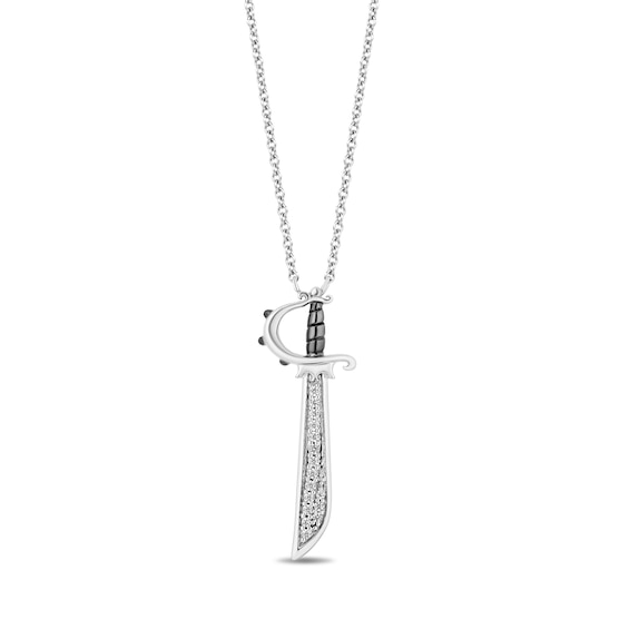 Disney Treasures Pirates of the Caribbean 0.115 CT. T.W. Diamond Sword Necklace in Sterling Silver – 17"