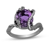 Enchanted Disney Villains Ursula Oval Amethyst and 0.087 CT. T.W. Diamond Ring in Sterling Silver with Black Rhodium