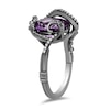 Thumbnail Image 2 of Enchanted Disney Villains Ursula Oval Amethyst and 0.087 CT. T.W. Diamond Ring in Sterling Silver with Black Rhodium