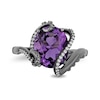 Thumbnail Image 4 of Enchanted Disney Villains Ursula Oval Amethyst and 0.087 CT. T.W. Diamond Ring in Sterling Silver with Black Rhodium