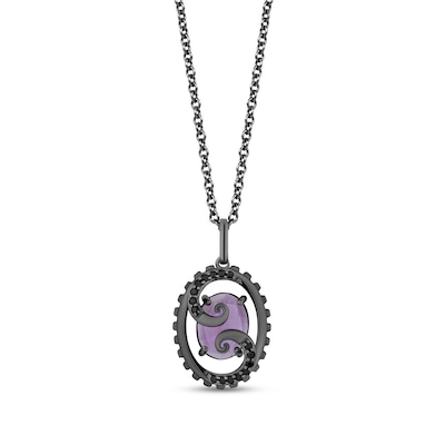 Enchanted Disney Villains Ursula Oval Amethyst and 0.115 CT. T.W. Black Diamond Open Pendant in Sterling Silver - 19"