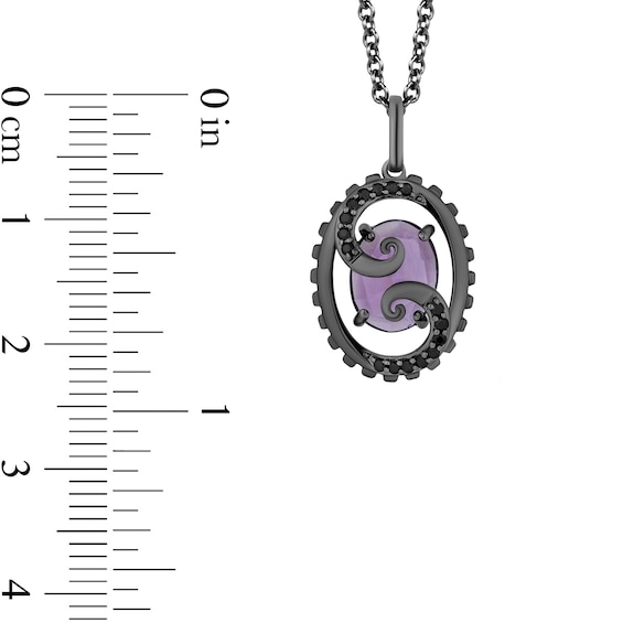 Enchanted Disney Villains Ursula Oval Amethyst and 0.115 CT. T.W. Black Diamond Open Pendant in Sterling Silver - 19"