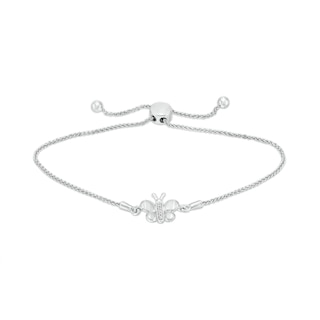 Diamond Accent Butterfly Bolo Bracelet in Sterling Silver – 9.5"