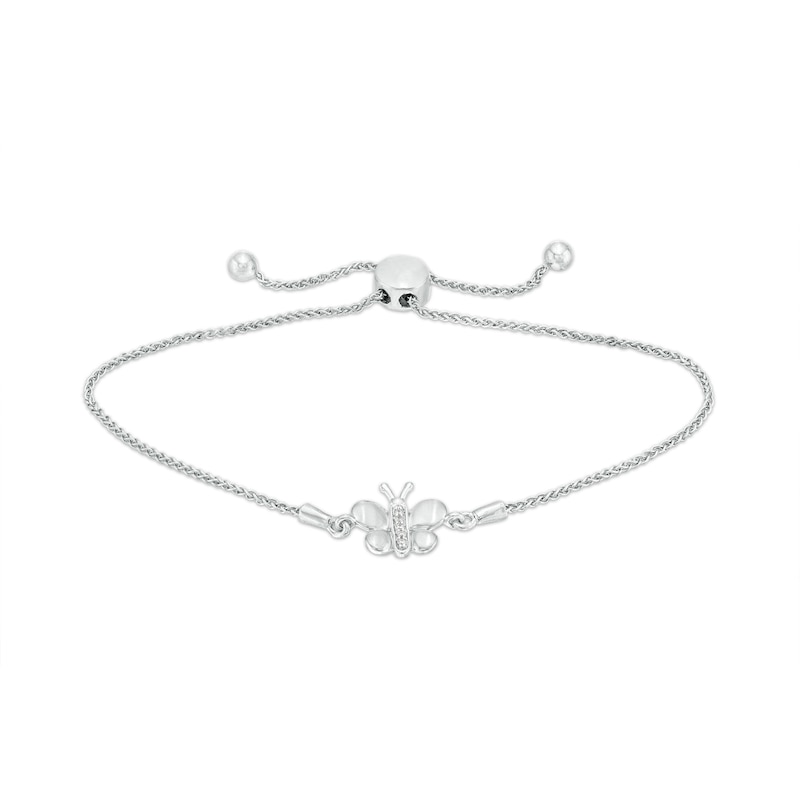Diamond Accent Butterfly Bolo Bracelet in Sterling Silver – 9.5"|Peoples Jewellers