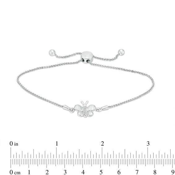 Diamond Accent Butterfly Bolo Bracelet in Sterling Silver – 9.5"