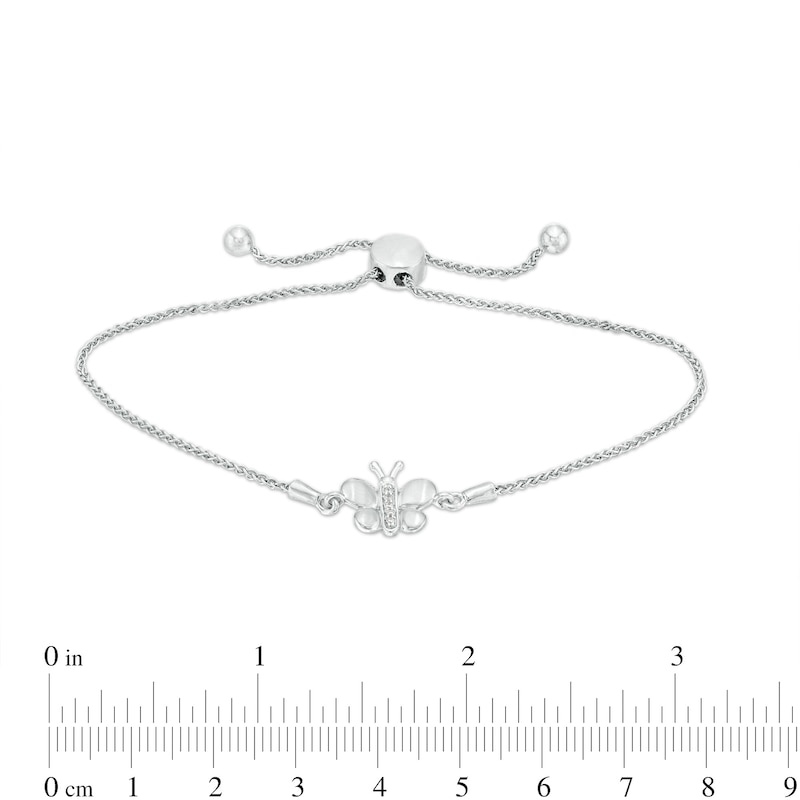 Diamond Accent Butterfly Bolo Bracelet in Sterling Silver – 9.5"