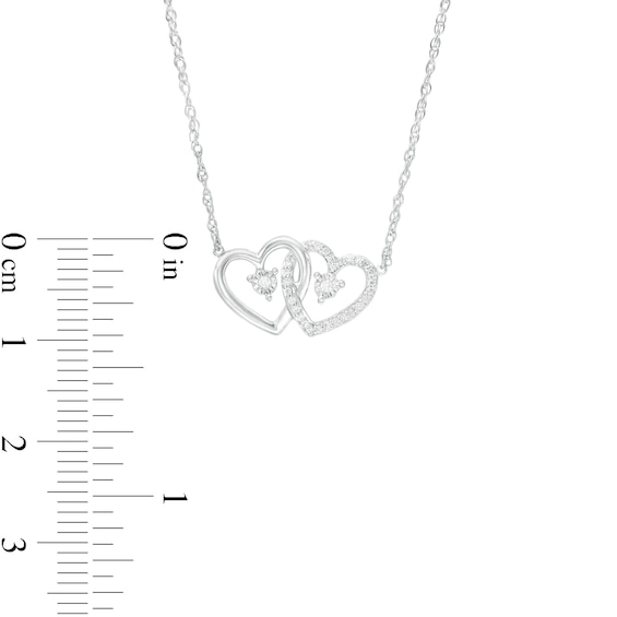 0.065 CT. T.W. Diamond Interlocking Hearts Necklace in Sterling Silver