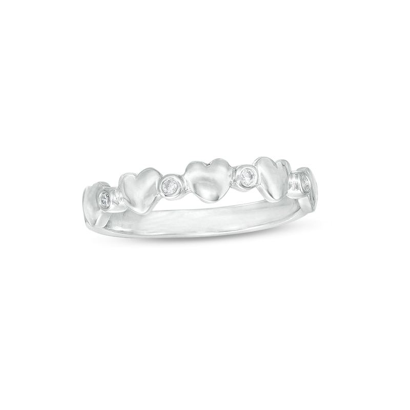 0.04 CT. T.W. Diamond Alternating Heart Ring in Sterling Silver|Peoples Jewellers
