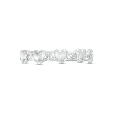 0.04 CT. T.W. Diamond Alternating Heart Ring in Sterling Silver