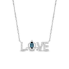 Thumbnail Image 0 of Enchanted Disney Cinderella Oval London Blue Topaz and 0.115 CT. T.W. Diamond "LOVE" Necklace in Sterling Silver