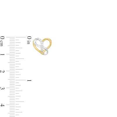 0.085 CT. T.W. Diamond Infinity Heart Interlocking Stud Earrings in Sterling Silver and 14K Gold Plate