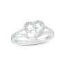 0.04 CT. T.W. Diamond Double Heart Open Shank Ring in Sterling Silver