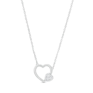 0.115 CT. T.W Diamond Double Heart Necklace in Sterling Silver