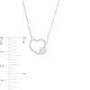 Thumbnail Image 2 of 0.115 CT. T.W Diamond Double Heart Necklace in Sterling Silver