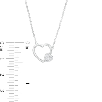 0.115 CT. T.W Diamond Double Heart Necklace in Sterling Silver