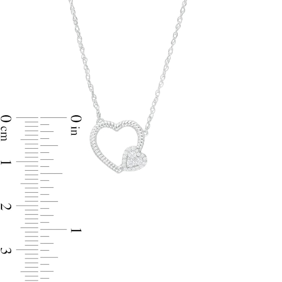 0.115 CT. T.W Diamond Double Heart Necklace in Sterling Silver