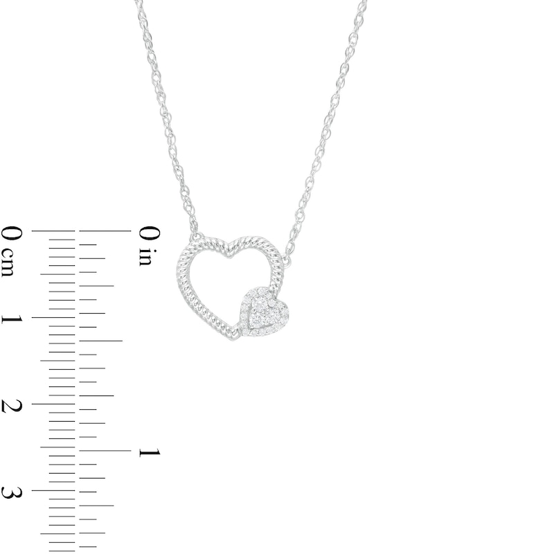 0.115 CT. T.W Diamond Double Heart Necklace in Sterling Silver|Peoples Jewellers
