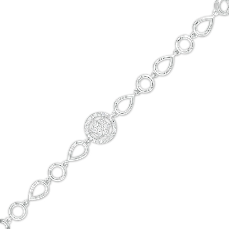 0.04 CT. T.W. Diamond Open Circle and Teardrop Alternating Bracelet in Sterling Silver - 7.25"|Peoples Jewellers