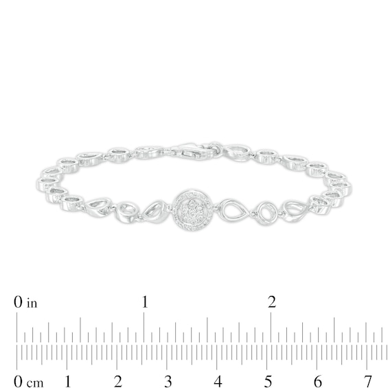 0.04 CT. T.W. Diamond Open Circle and Teardrop Alternating Bracelet in Sterling Silver - 7.25"