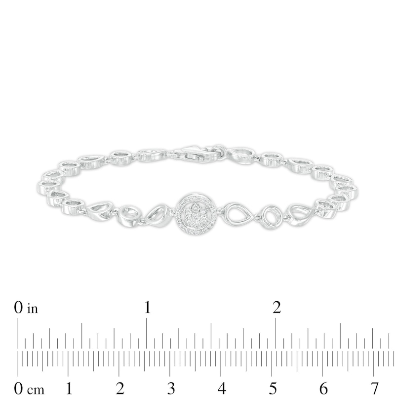 0.04 CT. T.W. Diamond Open Circle and Teardrop Alternating Bracelet in Sterling Silver - 7.25"|Peoples Jewellers