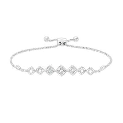 Diamond Accent Journey Square Frame Bracelet in Sterling Silver - 9.5"