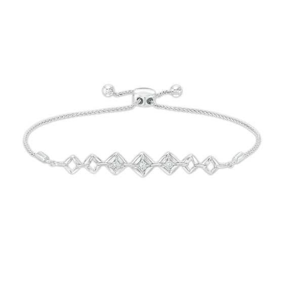 Diamond Accent Journey Square Frame Bracelet in Sterling Silver - 9.5"