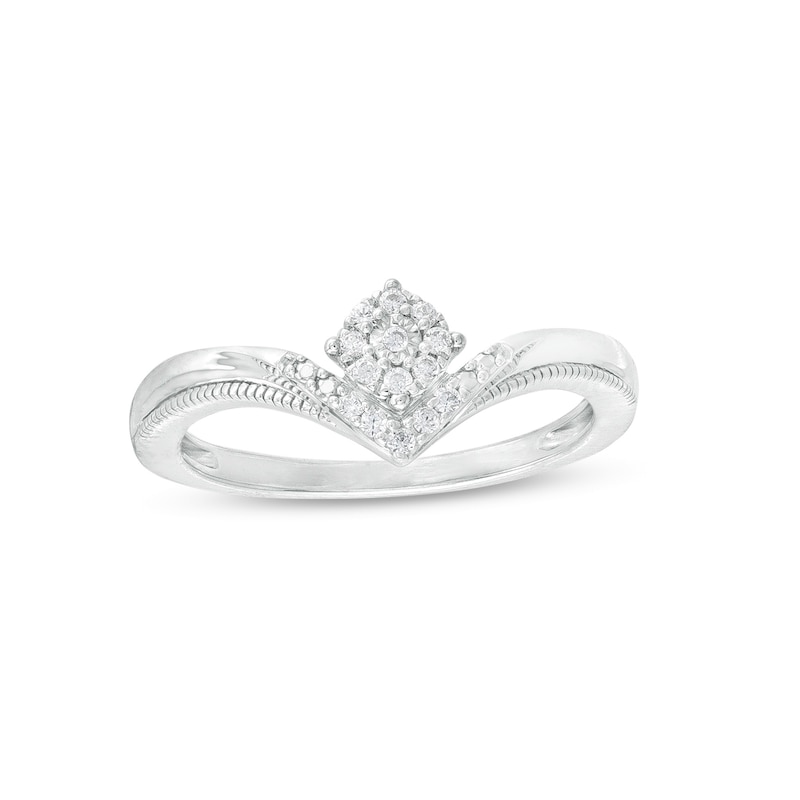 0.065 CT. T.W. Multi-Diamond Chevron Ring in Sterling Silver|Peoples Jewellers