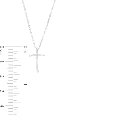 Diamond Accent Curved Cross Pendant in Sterling Silver