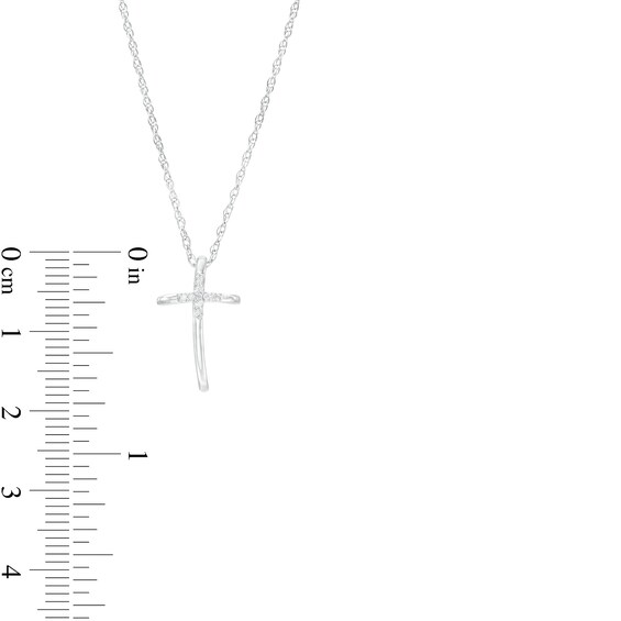 Diamond Accent Curved Cross Pendant in Sterling Silver