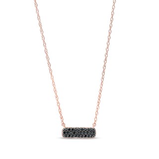 0.17 CT. T.W. Elongated Cushion Black Multi-Diamond Necklace in Sterling Silver with 14K Rose Gold Plate