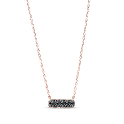 0.17 CT. T.W. Elongated Cushion Black Multi-Diamond Necklace in Sterling Silver with 14K Rose Gold Plate