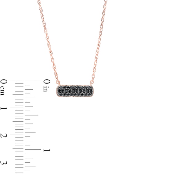 0.17 CT. T.W. Elongated Cushion Black Multi-Diamond Necklace in Sterling Silver with 14K Rose Gold Plate