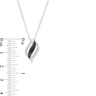 0.115 CT. T.W. Black and White Diamond Wave Pendant in Sterling Silver with Back Rhodium