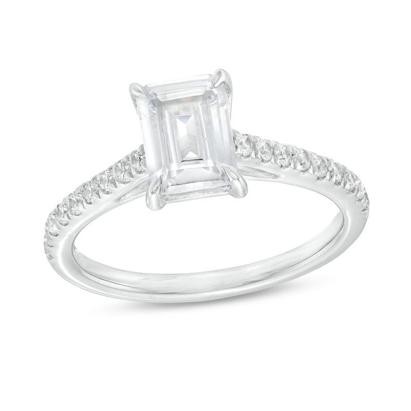 1.75 CT. T.W. Certified Emerald-Cut Lab-Created Diamond Engagement Ring in 14K White Gold (F/SI2)|Peoples Jewellers