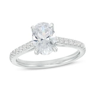 1.75 CT. T.W. Oval Certified Lab-Created Diamond Engagement Ring in 14K White Gold (F/SI2)