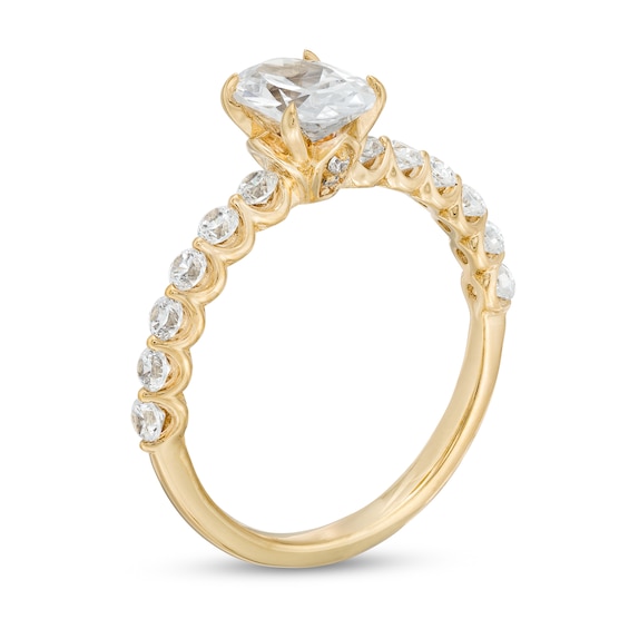 1.50 CT. T.W. Oval Certified Lab-Created Diamond Engagement Ring in 14K Gold (F/VS2)