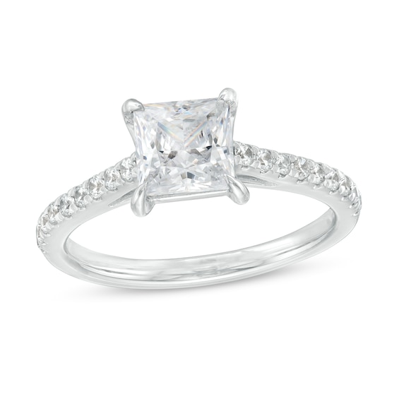 1.75 CT. T.W. Certified Princess-Cut Lab-Created Diamond Engagement Ring in 14K White Gold (F/SI2)