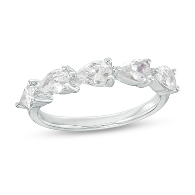 0.95 CT. T.W. Pear-Shaped Diamond Sideways Five Stone Anniversary Band in 14K White Gold