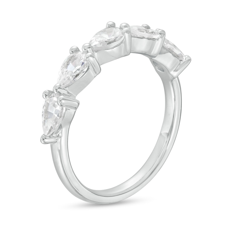 0.95 CT. T.W. Pear-Shaped Diamond Sideways Five Stone Anniversary Band in 14K White Gold|Peoples Jewellers