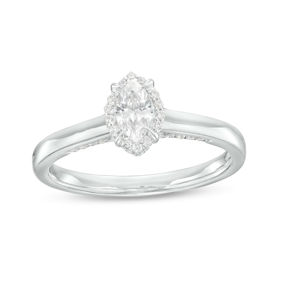 0.45 CT. T.W. Marquise Diamond Frame Engagement Ring in 14K White Gold (I/I1)